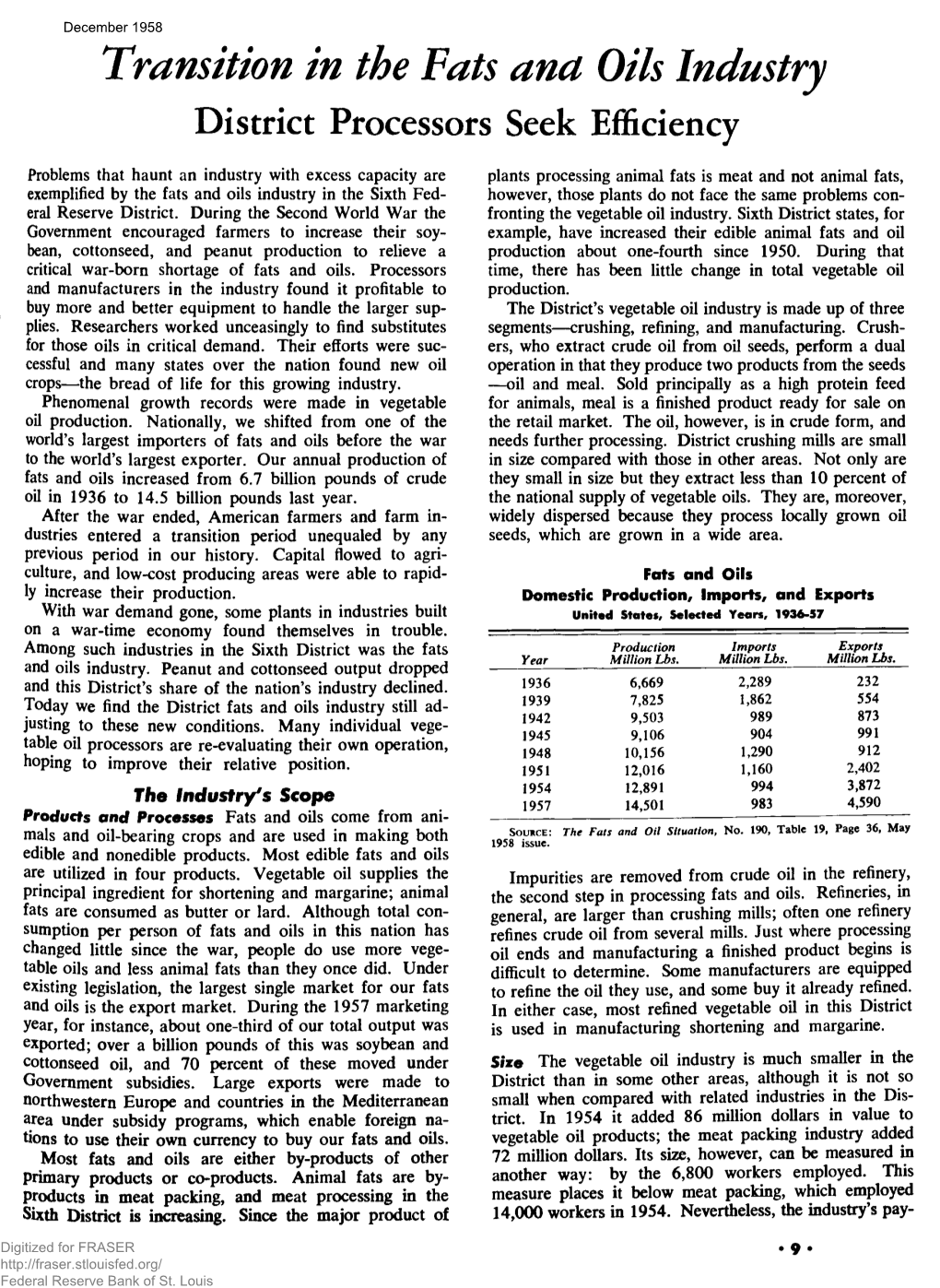 Transition in the Fats and Oils Industry