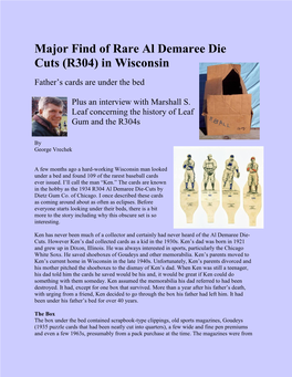 Major Find of Rare Al Demaree Die Cuts R304) in Wisconsin