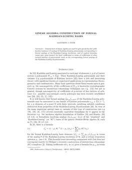Linear Algebra Construction of Formal Kazhdan-Lusztig Bases