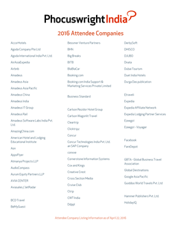 2016 Attendee Companies