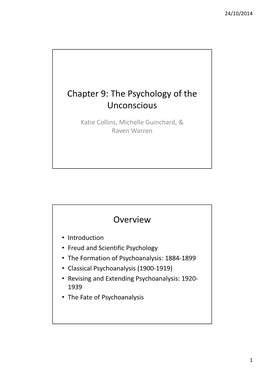 Chapter 9: the Psychology of the Unconscious