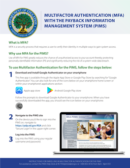 Mfa) with the Payback Information Management System (Pims)