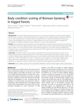 Body Condition Scoring of Bornean Banteng in Logged Forests Naomi S