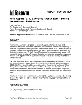 2740 Lawrence Avenue East – Zoning Amendment - Subdivision