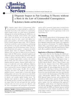 Disparate Impact in Fair Lending: a Theory Without a Basis & the Law Of
