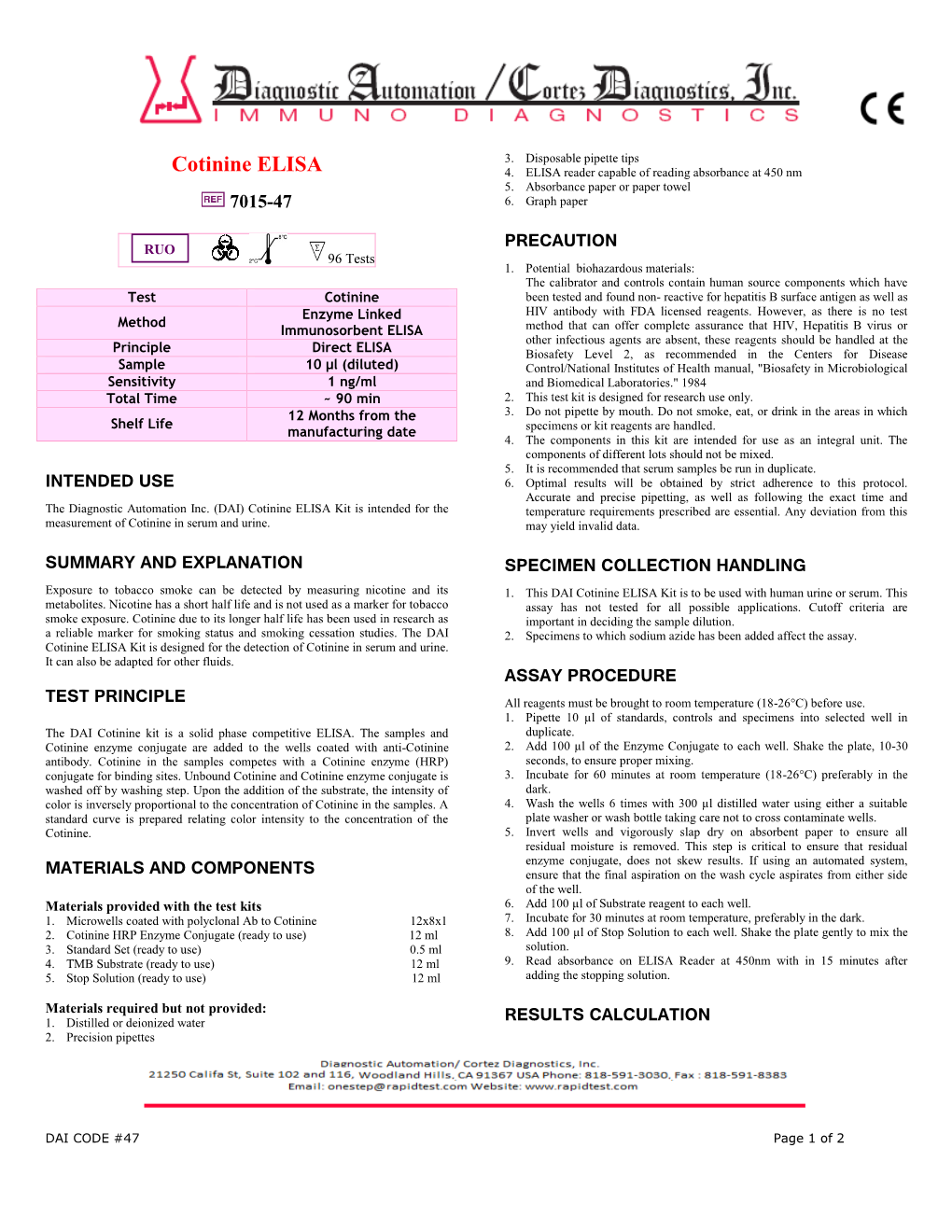 Cotinine ELISA 4