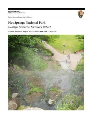 Geologic Resources Inventory Report, Hot Springs National Park