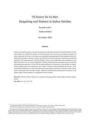 'Til Dowry Do Us Part: Bargaining and Violence in Indian Families