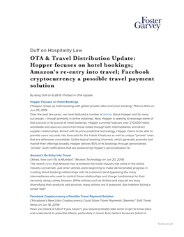 OTA & Travel Distribution Update: Hopper Focuses on Hotel Bookings