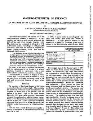 Gastro-Enteritis in Infancy an Account of 286 Cases Treated in a General Paediatric Hospital by N