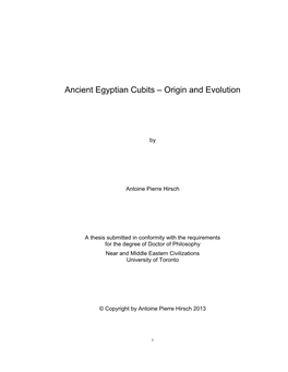 Ancient Egyptian Cubits – Origin and Evolution