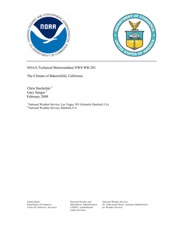 NOAA Technical Memorandum NWS WR-281 the Climate of Bakersfield