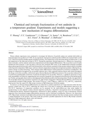 Chemical and Isotopic Fractionation of Wet Andesite in a Temperature Gradient: Experiments and Models Suggesting a New Mechanism of Magma Diﬀerentiation