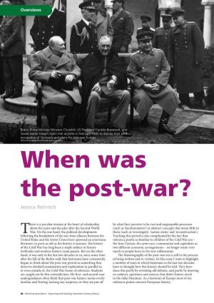 When Was the Post-War? Jessica Reinisch