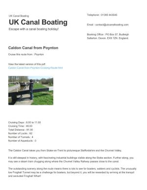 Caldon Canal from Poynton | UK Canal Boating