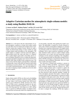 Adaptive Cartesian Meshes for Atmospheric Single-Column Models: a Study Using Basilisk 18-02-16