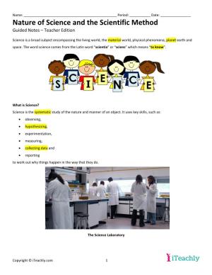 Nature of Science and the Scientific Method Guided Notes – Teacher Edition