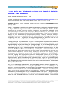 All-American Anarchist: Joseph A. Labadie and the Labor Movement'