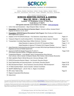 SCRCOG Board Agenda Packet