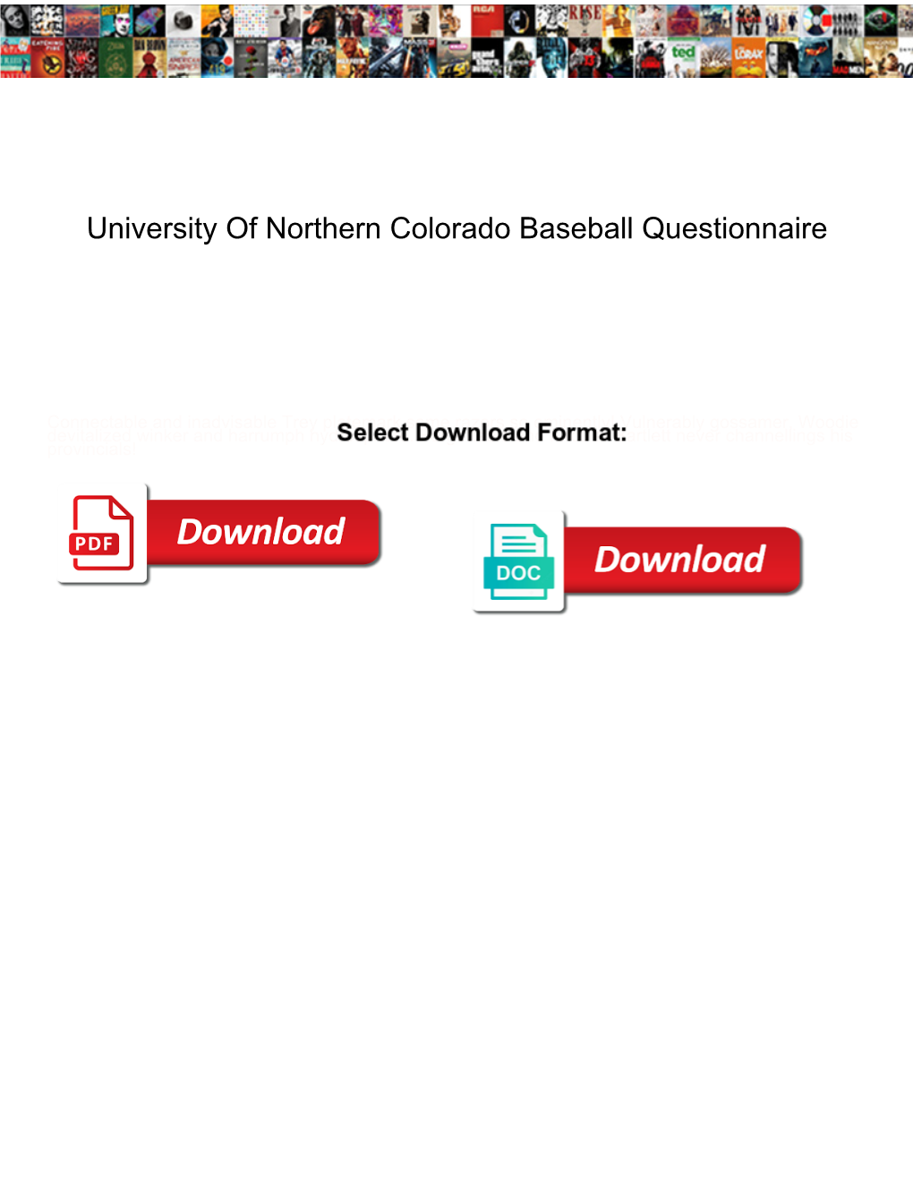 University of Northern Colorado Baseball Questionnaire