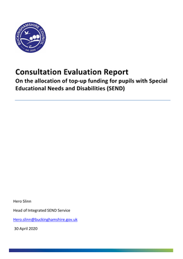 Consultation Evaluation Report on the Allocation of Top-Up Funding for Pupils with Special Educational Needs and Disabilities (SEND)