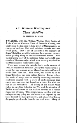 Dr. William Whiting and Shay S^ Rebellion by STEPHEN T