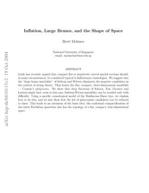 Inflation, Large Branes, and the Shape of Space