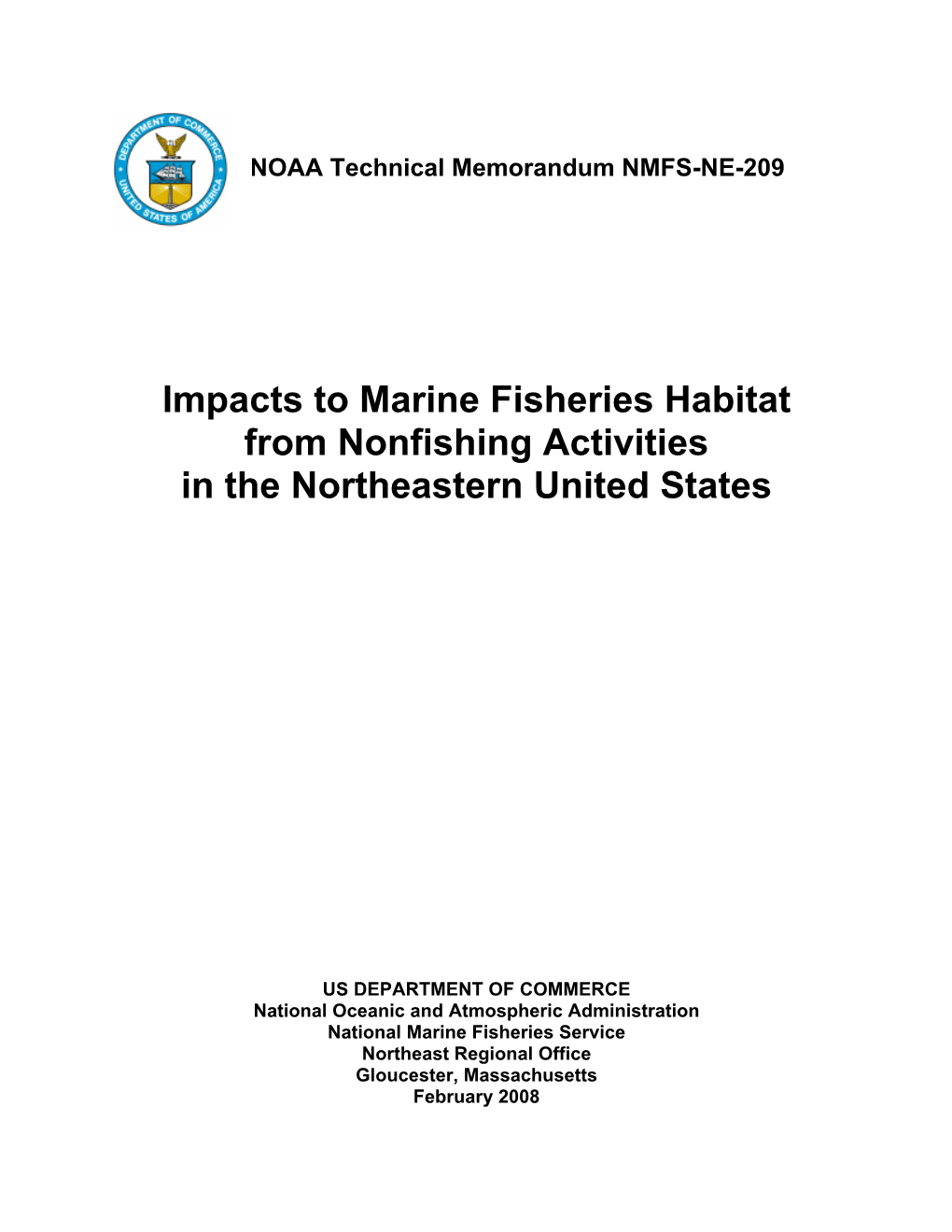 Impacts to Marine Fisheries Habitat from Nonfishing Activities in the Northeastern United States