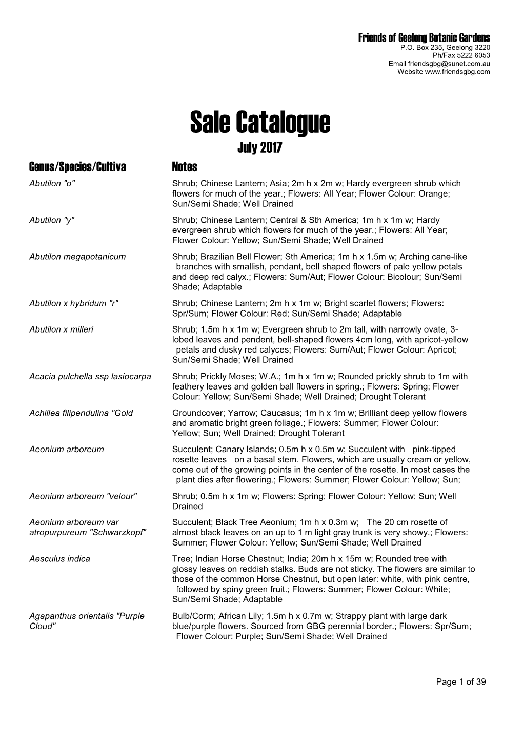 Sale Catalogue