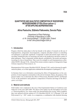 QUANTITATIVE and QUALITATIVE COMPOSITION of RHIZOSPHERE MICROORGANISMS of PEA (Pisum Sativum