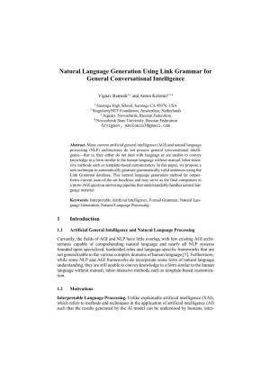Natural Language Generation Using Link Grammar for General Conversational Intelligence