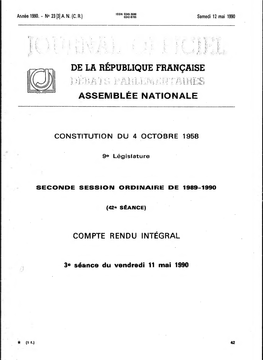 Constitution Du 4 .00Tobre 1958 Compte Rendu Intégral