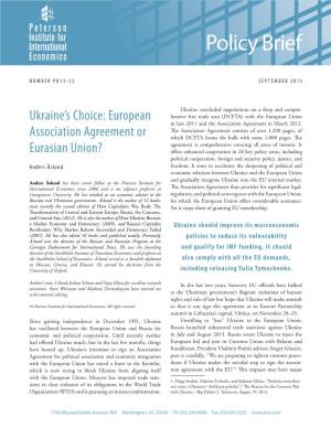 Ukraine's Choice: European Association Agreement Or Eurasian