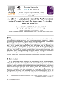 The Effect of Granulation Time of the Pan Granulation on the Characteristics of the Aggregates Containing Dunkirk Sediments