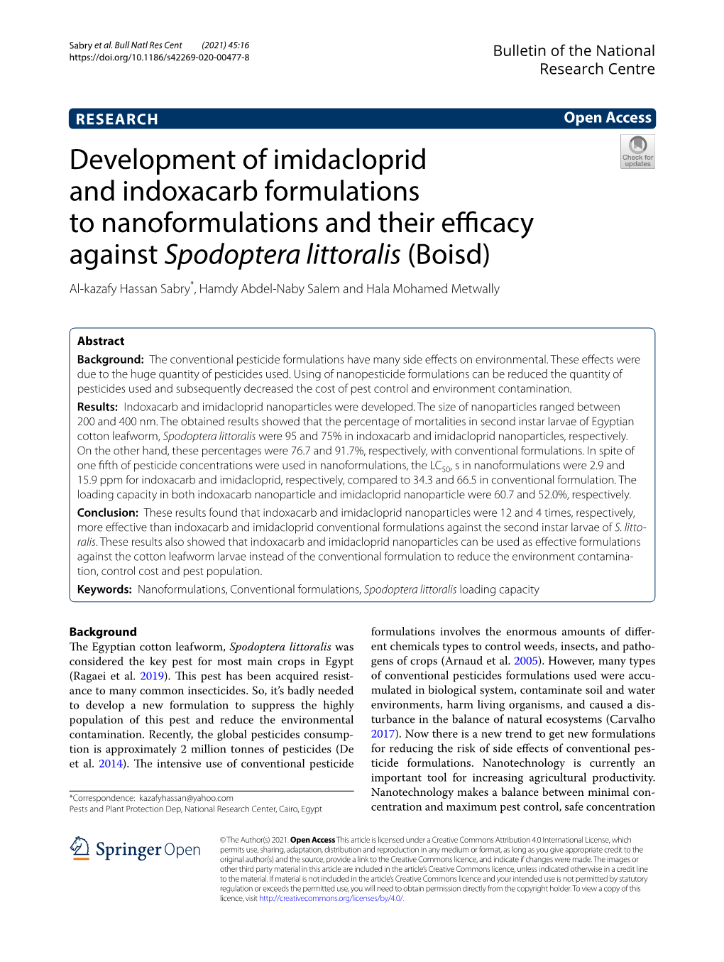 Development of Imidacloprid and Indoxacarb Formulations to Nanoformulations and Their Efficacy Against