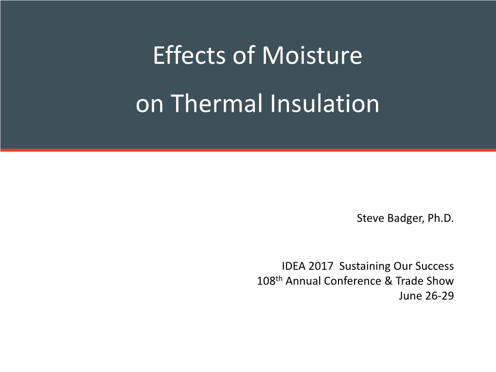 Effects of Moisture on Thermal Insulation DocsLib