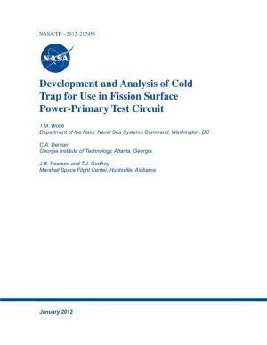 Development and Analysis of Cold Trap for Use in Fission Surface Power-Primary Test Circuit