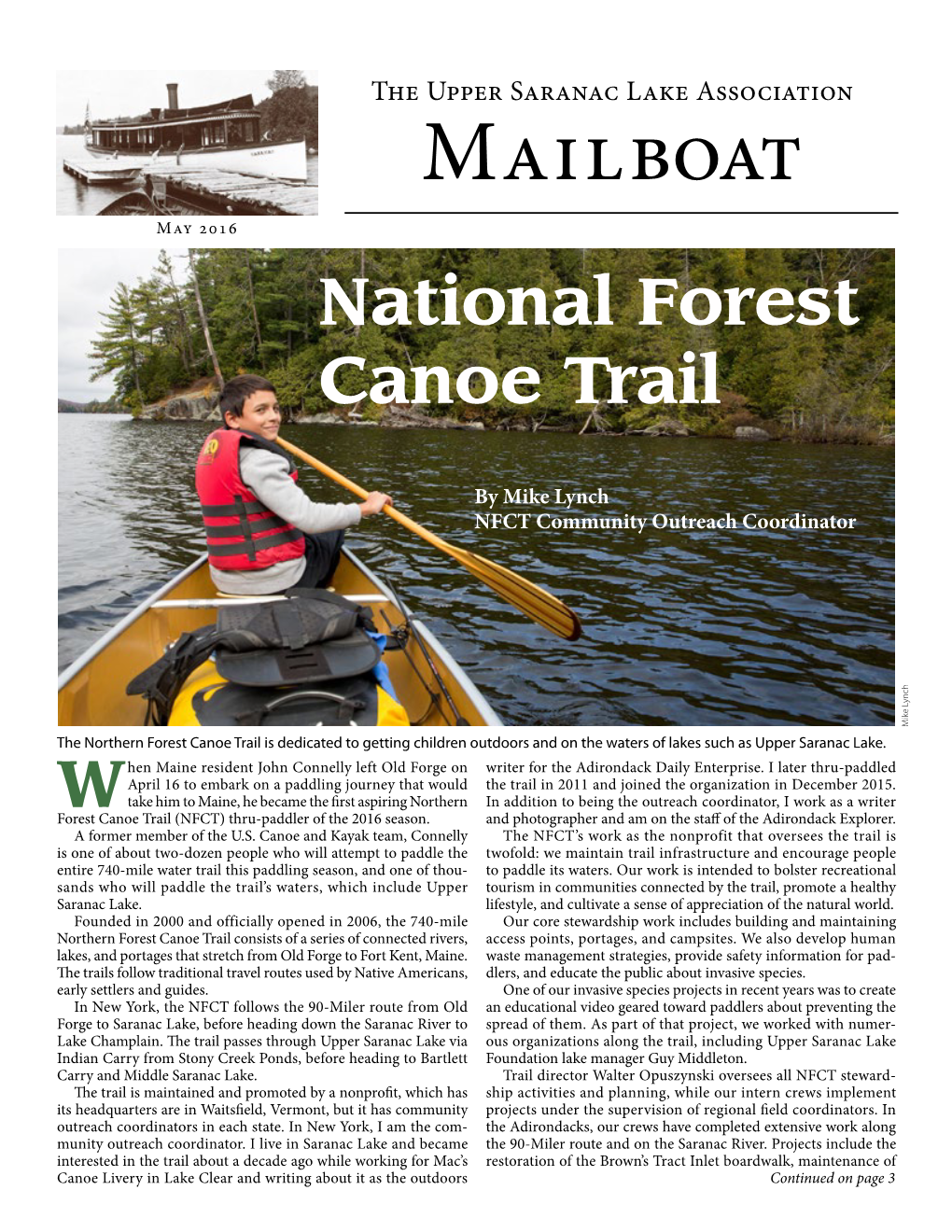 Mailboat May 2016 National Forest Canoe Trail