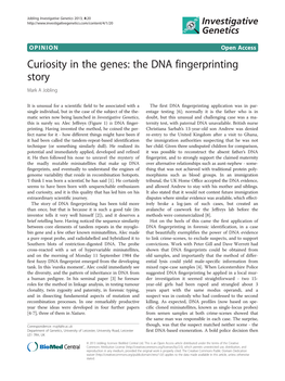 The DNA Fingerprinting Story Mark a Jobling