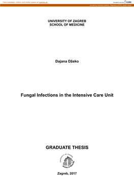 Fungal Infections in the Intensive Care Unit GRADUATE THESIS