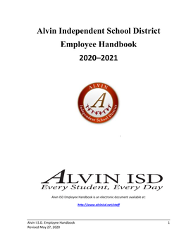 Alvin Independent School District Employee Handbook 2020–2021