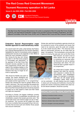 The Red Cross Red Crescent Movement Tsunami Recovery Operation in Sri Lanka Issue 4: Jan 20Th 2006 - Feb 20Th 2006