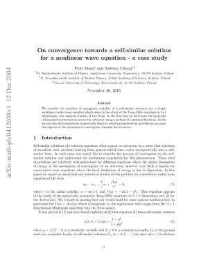On Convergence Towards a Self-Similar Solution for A