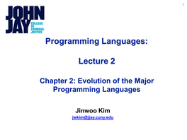 Programming Languages: Lecture 2