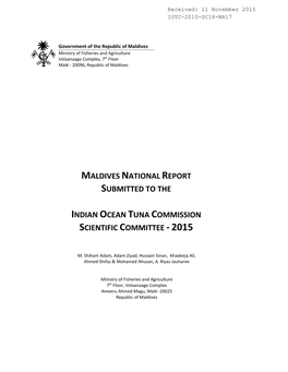 Maldives National Report Submitted to the Indian