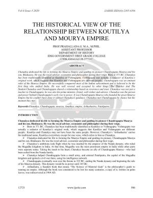 The Historical View of the Relationship Between Koutilya and Mourya Empire