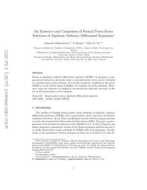 On Existence and Uniqueness of Formal Power Series Solutions Of