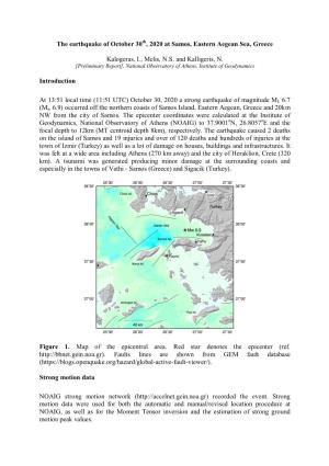 The Earthquake of October 30Th, 2020 at Samos, Eastern Aegean Sea, Greece