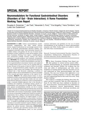 Neuromodulators for Functional Gastrointestinal Disorders (Disorders of Gutlbrain Interaction): a Rome Foundation Working Team Report Douglas A