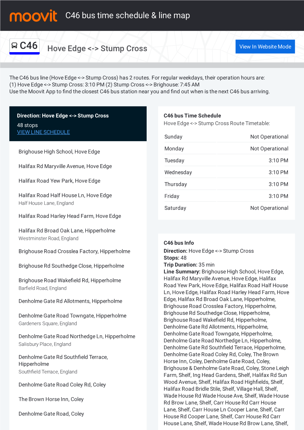 C46 Bus Time Schedule & Line Route